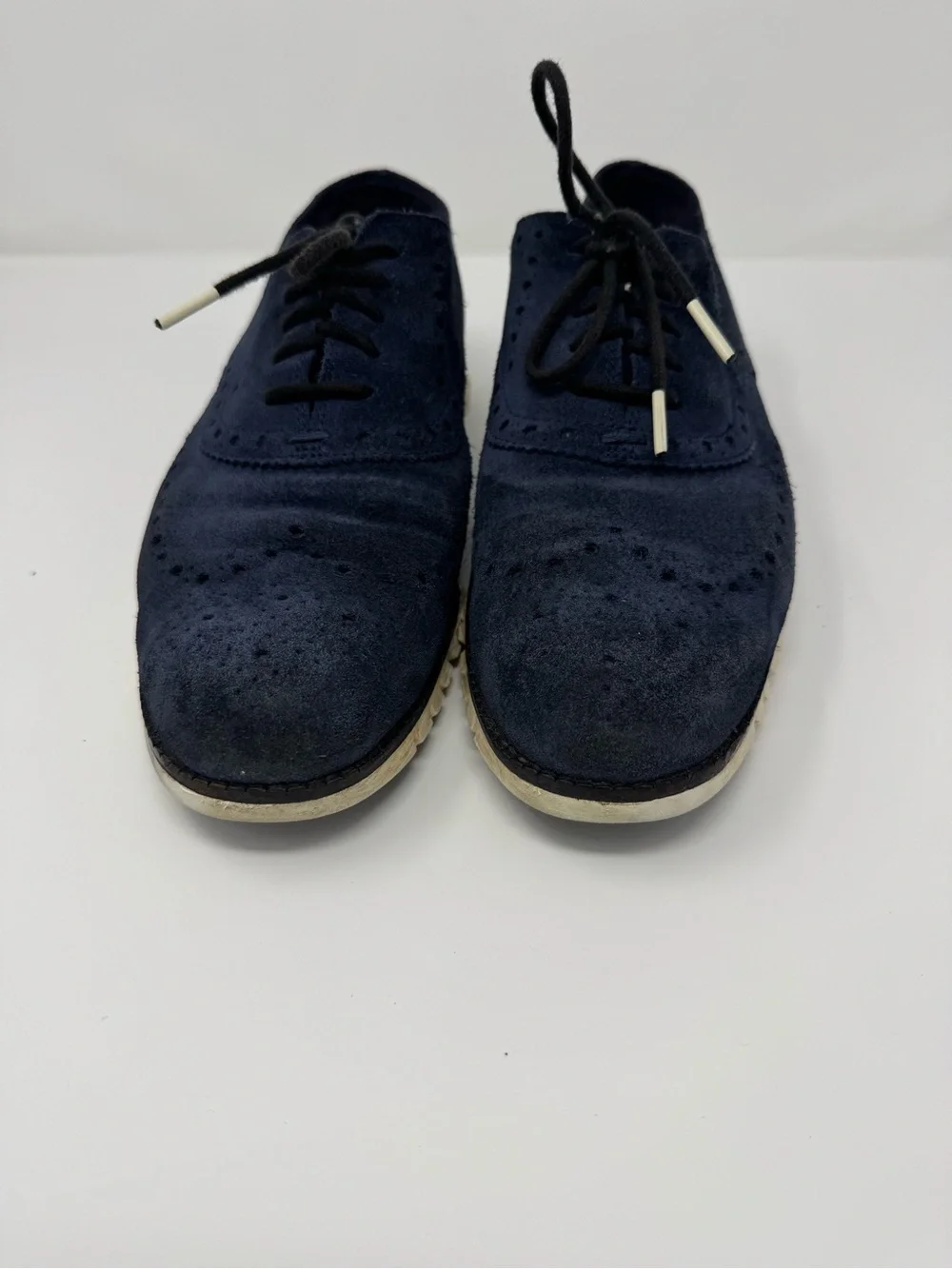 Cole Haan Navy Suede Brogue Derby Shoes